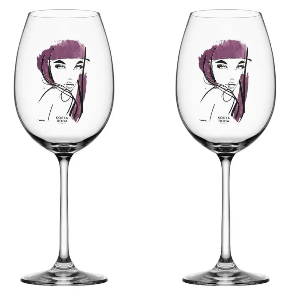 Hot Kosta Boda All about you wine glass 52 cl 2 pack, red Transparent