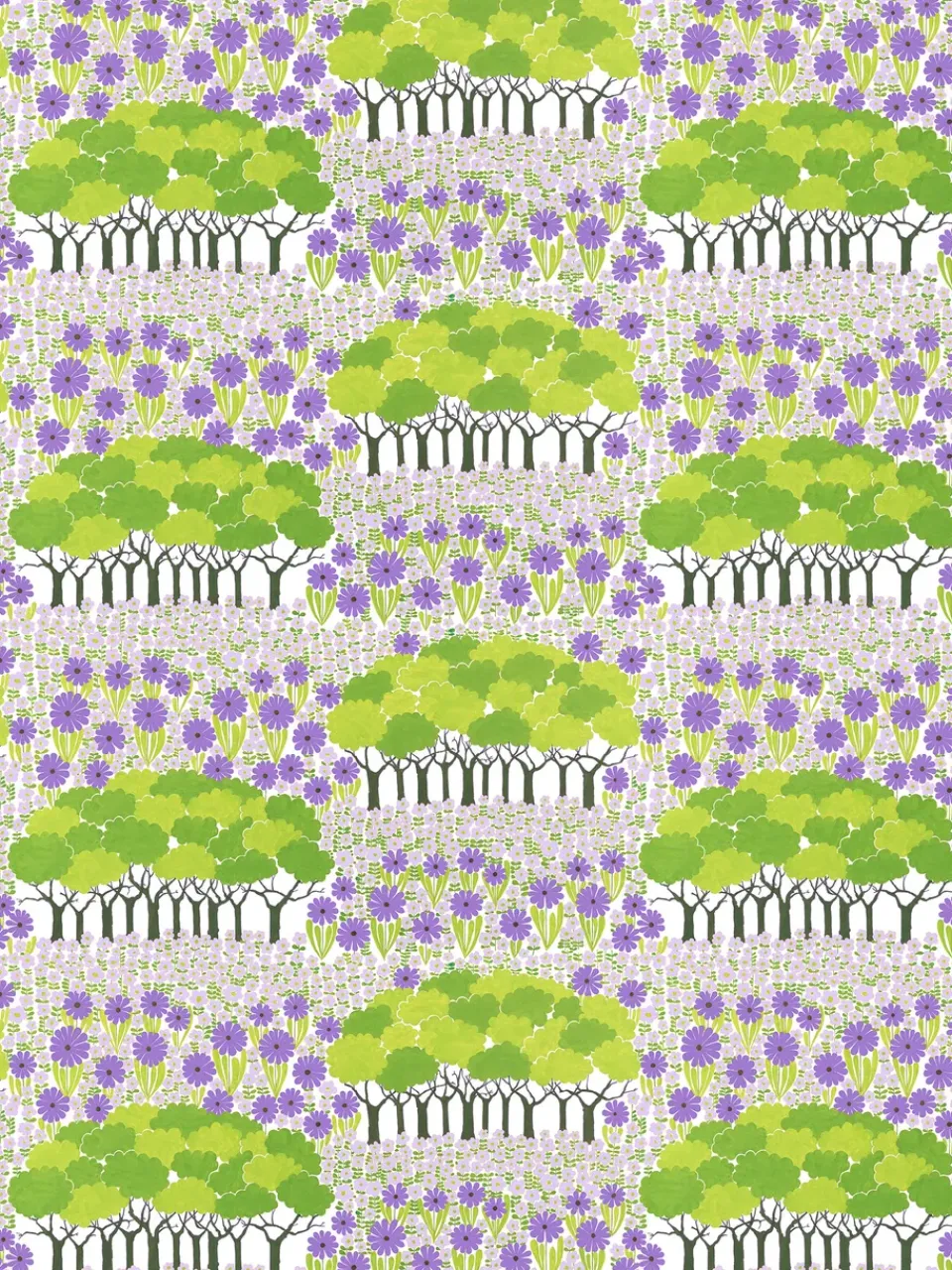Outlet Arvidssons Textil Allé fabric, Green-purple GreenPurple