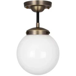 Clearance Globen Lighting Alley ceiling lamp IP44, Antique brass-white Gold-coloured