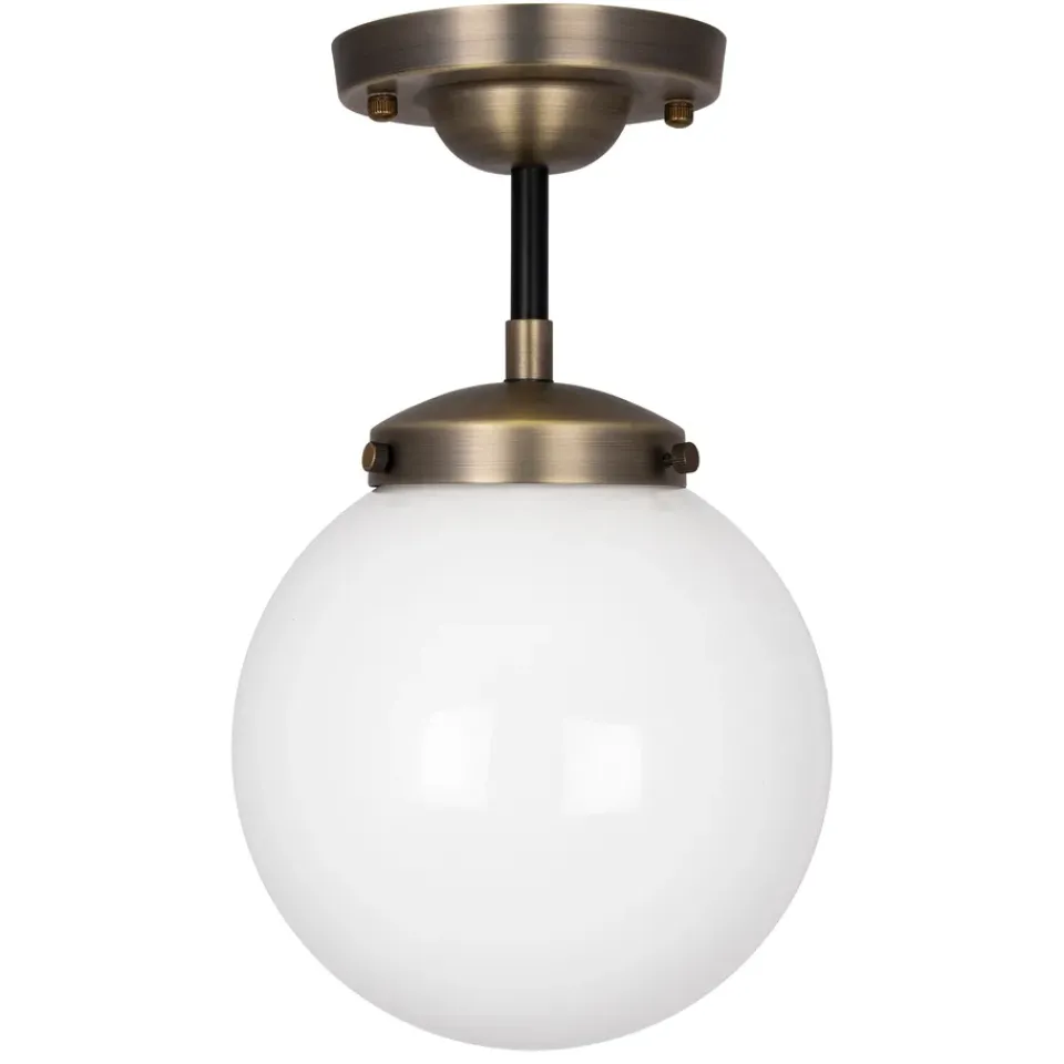 Clearance Globen Lighting Alley ceiling lamp IP44, Antique brass-white Gold-coloured