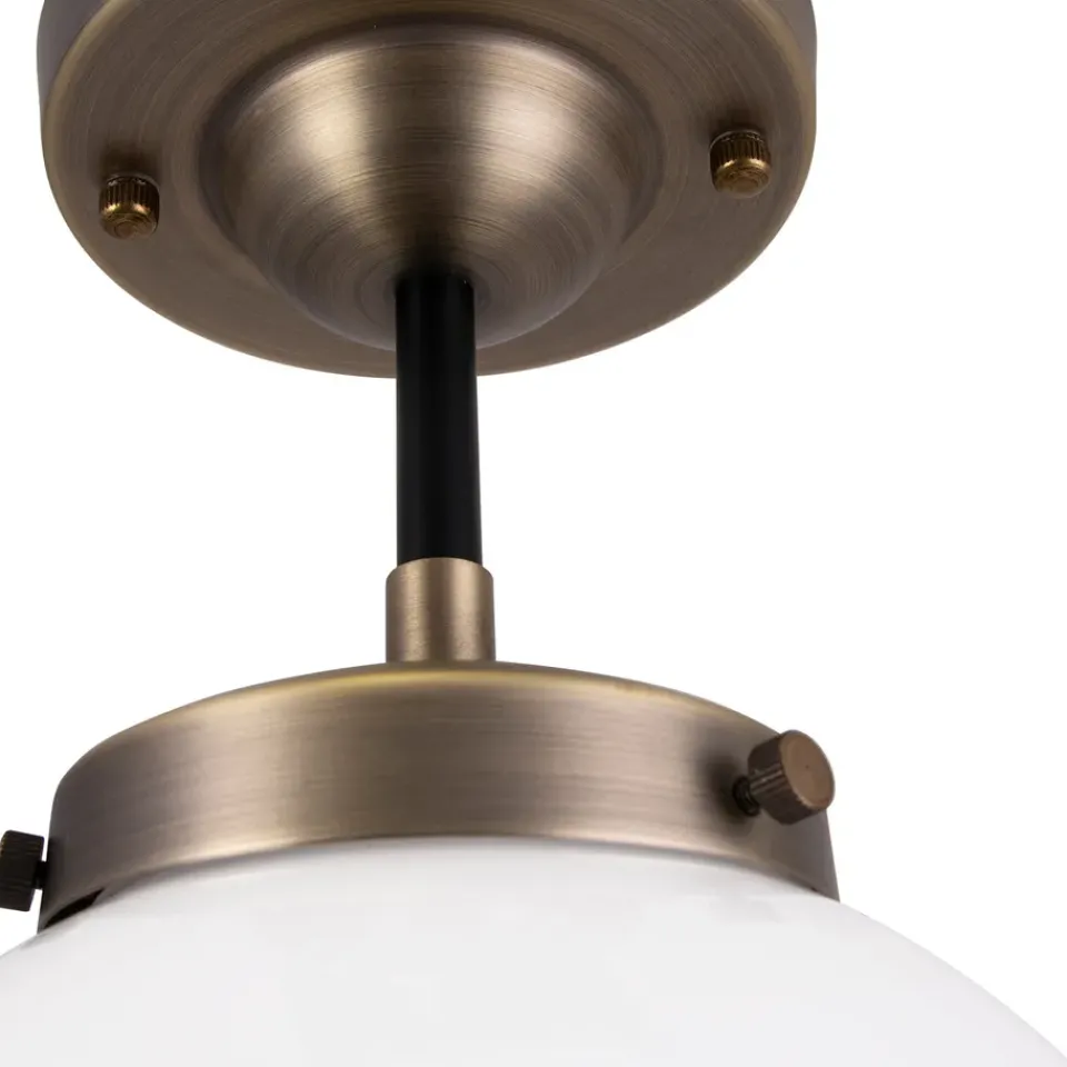 Clearance Globen Lighting Alley ceiling lamp IP44, Antique brass-white Gold-coloured