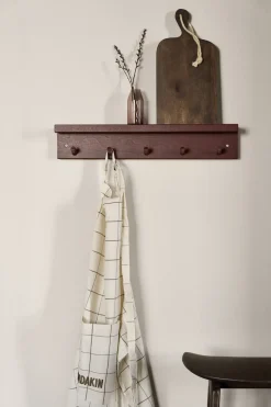 Clothes Hooks & Hangers|Clothes Hooks & Hangers^Scandi Living Alley coat rack with shelf, Burgundy Red