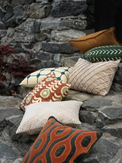 Cushion Covers^Chhatwal & Jonsson Alok cushion cover 50x50 cm, Terracotta-cactus green OrangeGreen