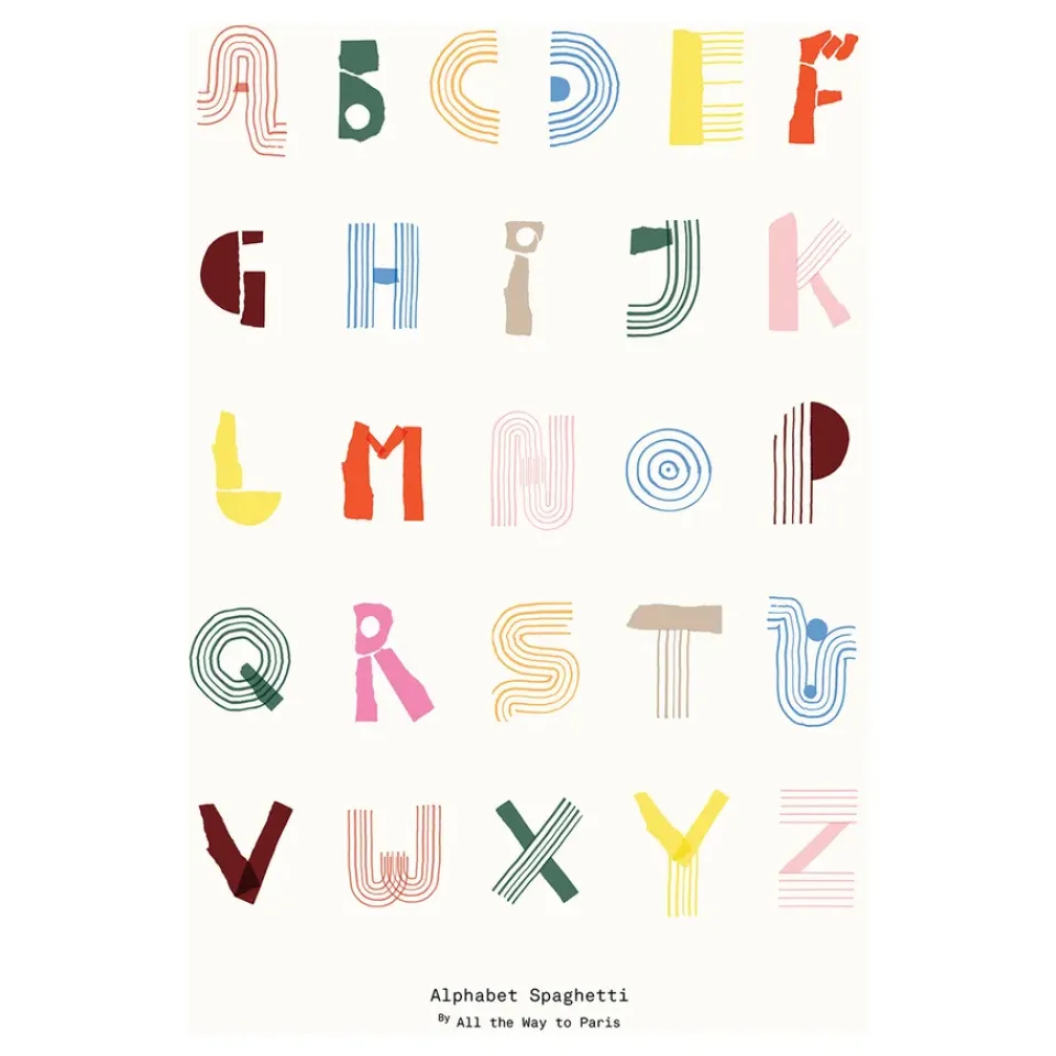 Outlet Paper Collective Alphabet Spaghetti ENG -colour poster , 50x70 cm Multi
