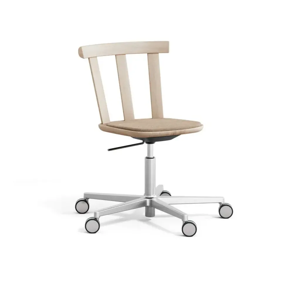 Office Chairs^Stolab Alt chair swivel base upholstered seat oak, Hallingdal 65-200 -light matte lacquer Beige