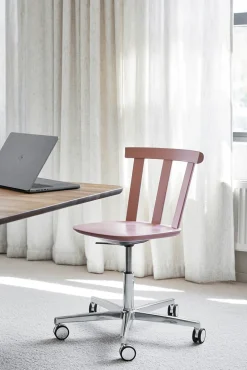 Stolab Alt chair swivel base upholstered seat birch, Vidar 4, 633 -mauve 27 Pink