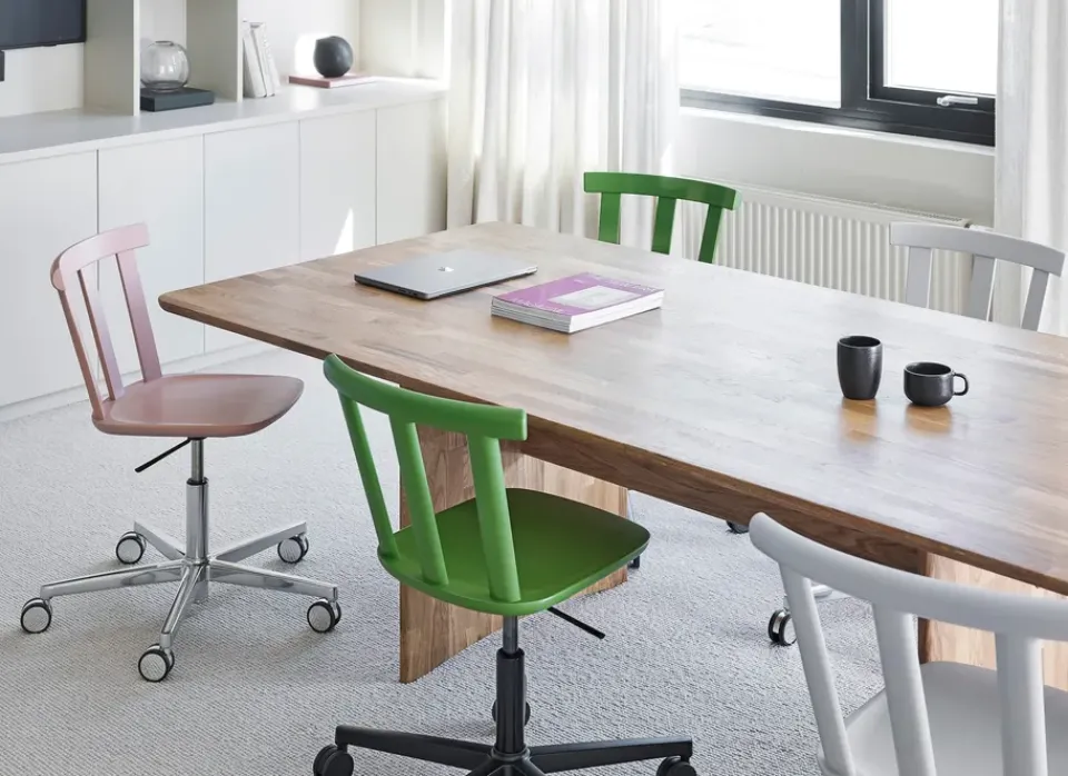 Office Chairs^Stolab Alt chair swivel base upholstered seat birch, Hallingdal 65-960 -moss 16 Green
