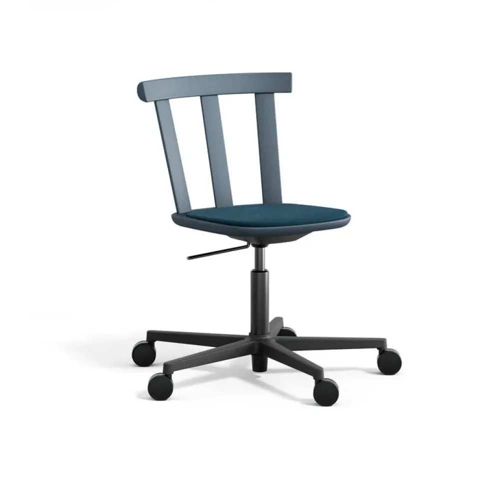 Office Chairs^Stolab Alt chair swivel base upholstered seat birch, Vidar 4, 733 -thunder 66 Blue