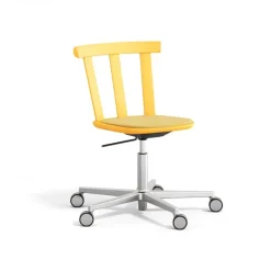 Stolab Alt chair swivel base upholstered seat birch, Hallingdal 65-407 -clear 80 Yellow