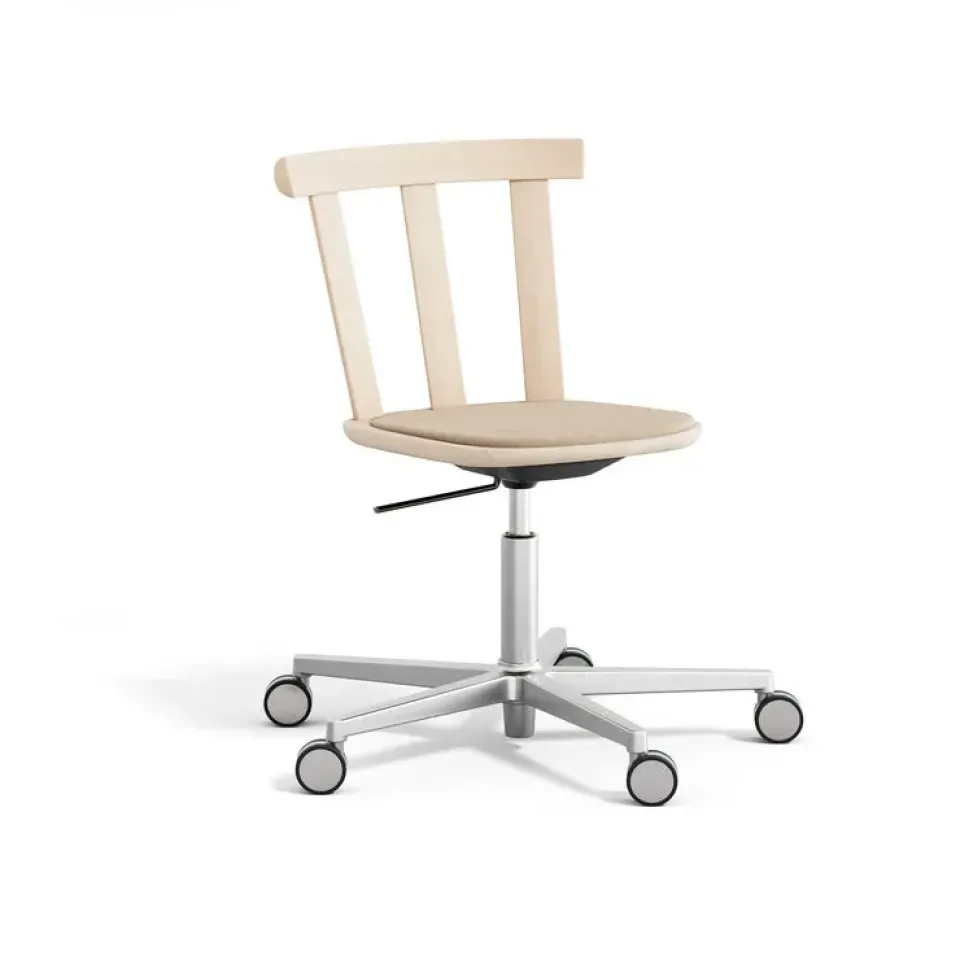 Office Chairs^Stolab Alt chair swivel base upholstered seat birch, Hallingdal 65-200 -light matte lacquer Beige
