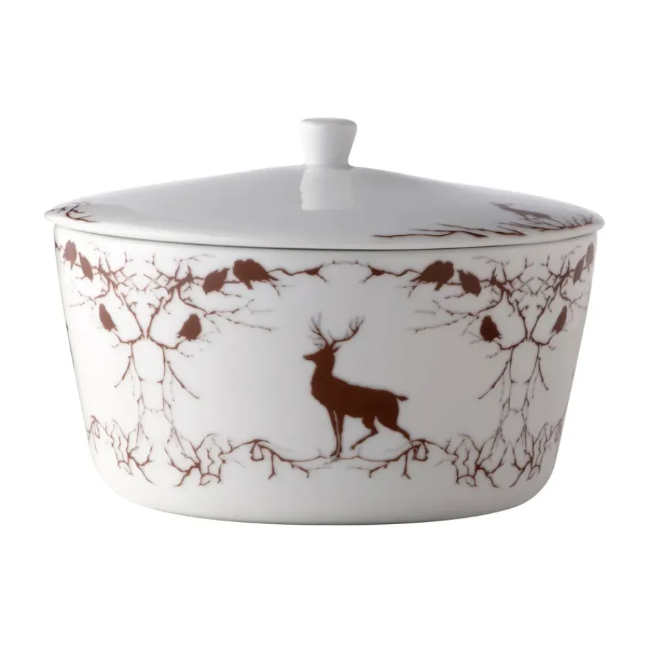 Hot Wik & Walsøe Alveskog serving terrin with lid, White- Brown