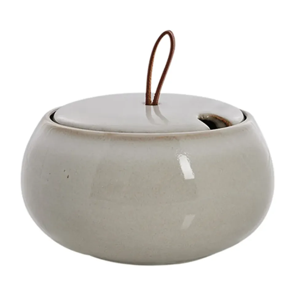 Hot Lene Bjerre Amera sugar bowl with lid Ø13 cm, sands White