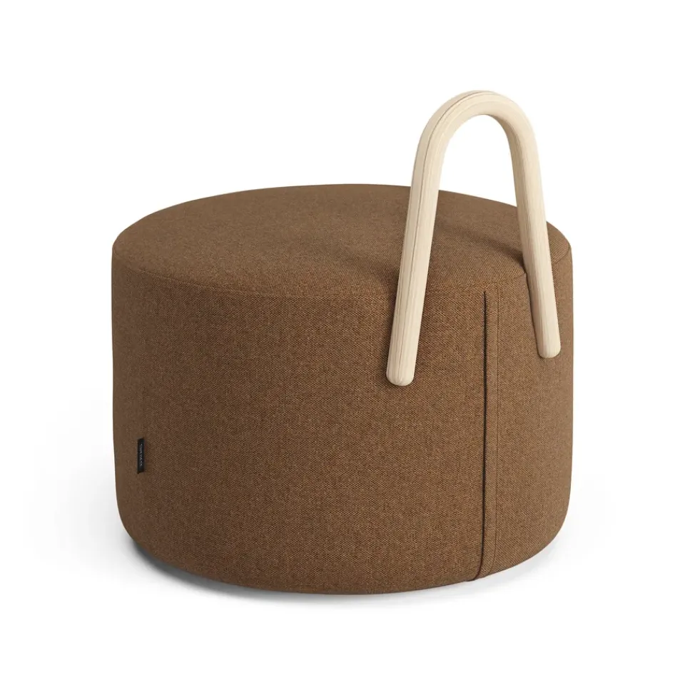 Sale Swedese Amstelle pouf medium with wheel box natural lacquer, Main Line Flax 15 Brown