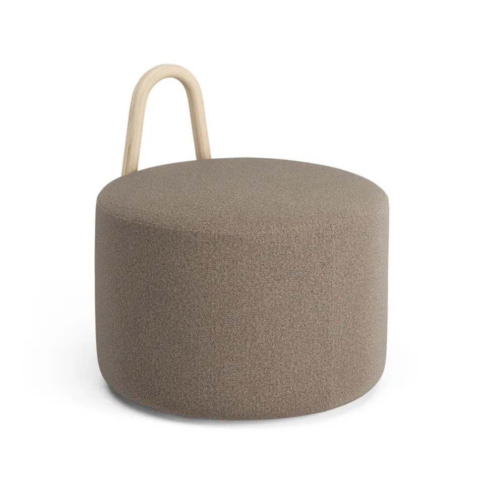 Sitting Poufs^Swedese Amstelle pouf medium with wheel oak natural lacquer, Main Line Flax 23 Beige