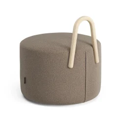 Sitting Poufs^Swedese Amstelle pouf medium with wheel oak natural lacquer, Main Line Flax 23 Beige