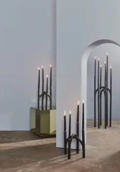 Candle Holders^AYTM Angui candle stick 34 cm, Black-gold BlackGold-coloured