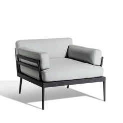 Outdoor Lounge Furniture^Skargaarden Anholt lounge chair, Sunbrella Natté Storm-dark aluminium frame Grey