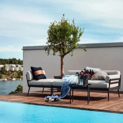 Garden Sofas & Garden Benches|Balcony Furniture^Skargaarden Anholt sofa, Sunbrella Natté Storm-dark aluminium frame Grey