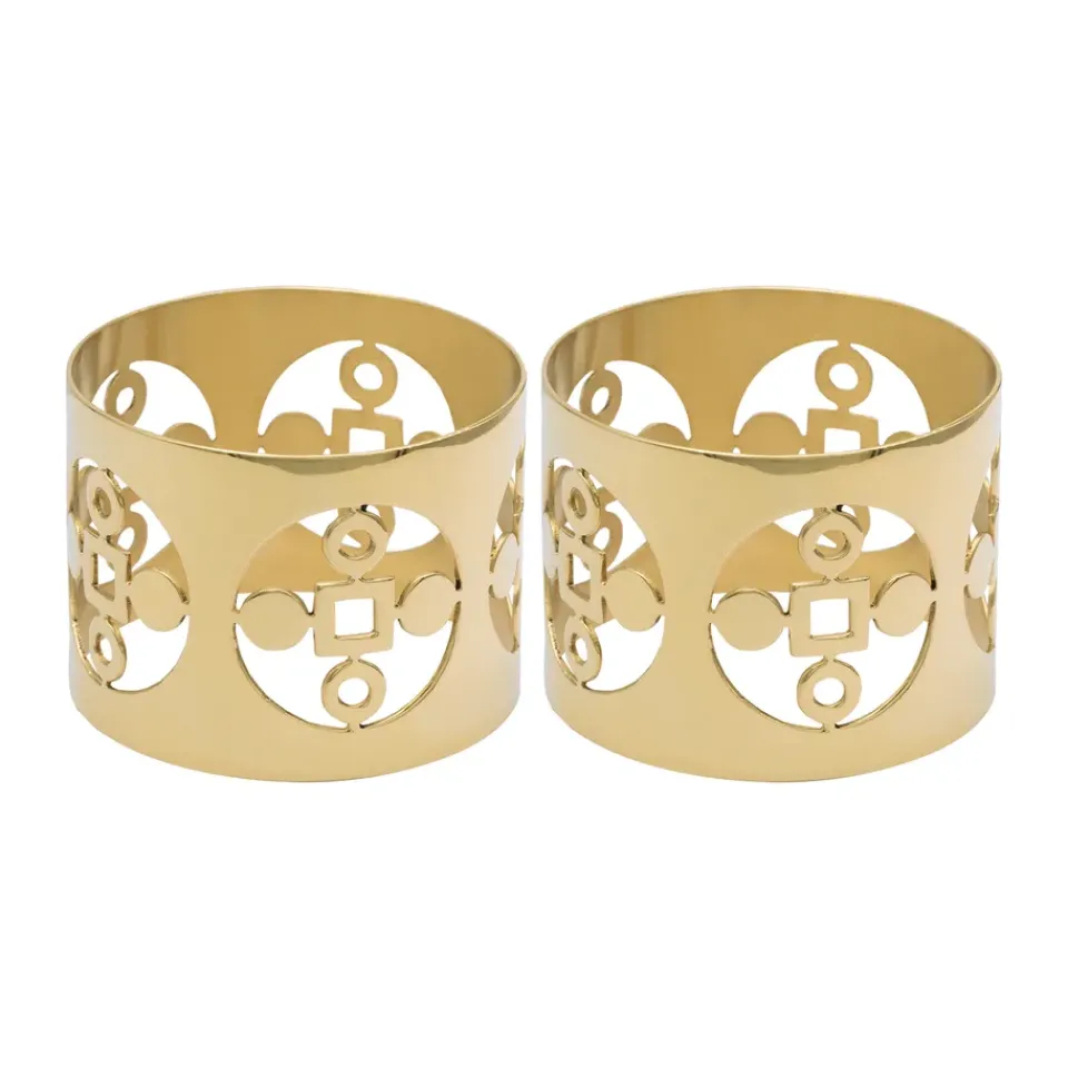 New Hilke Collection Anima Gemella napkin ring 2-pack, Brass Gold-coloured