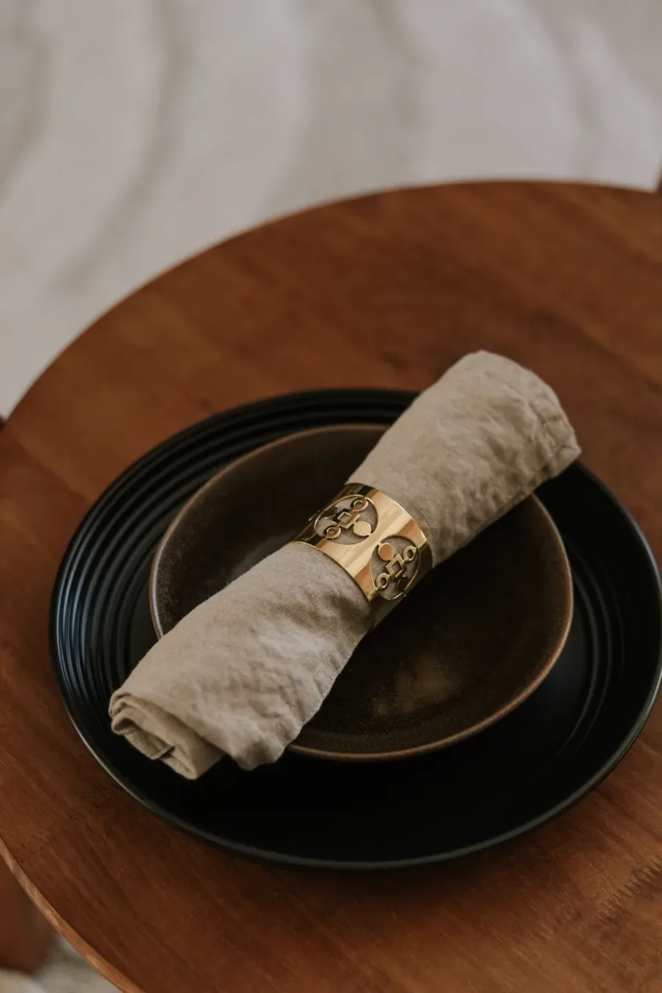 New Hilke Collection Anima Gemella napkin ring 2-pack, Brass Gold-coloured