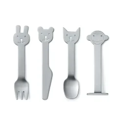 Online Gense Animal Friends cutlery 4 pieces, 4 pieces Silver-coloured