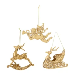 Discount Bloomingville Anisa Christmas ornaments 3 pieces, Brass Gold-coloured