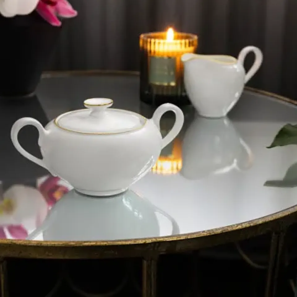 Sugar Bowls^Villeroy & Boch Anmut Gold sugar bowl, White
