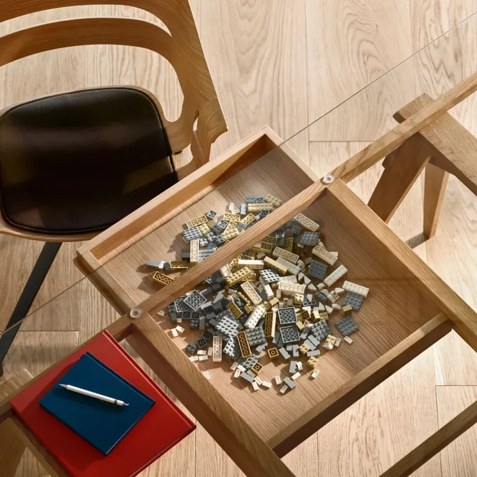 Desks^Design House Stockholm Arco desk, Oak clear lacquer incl. box, glass tabletop Beige