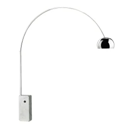Outlet Flos Arco floor lamp, Chrome, Carrara marble base Silver-coloured