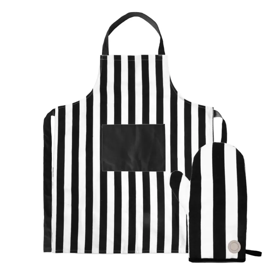 Sale Sagaform Aron apron and oven glove set, Black-beige BlackBeige