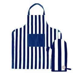 Sagaform Aron apron and oven glove set, Blue-beige BlueBeige