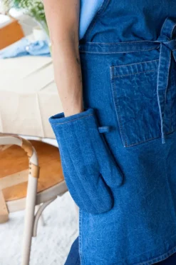 Oven Mitts, Gloves & Pot Holders^Sagaform Aron denim oven mitt 16x30 cm, Blue