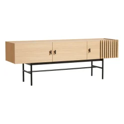 Clearance Woud Array side table, low, 150 cm, White pigmented oak BeigeBlack