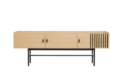 Clearance Woud Array side table, low, 150 cm, White pigmented oak BeigeBlack