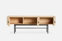 Clearance Woud Array side table, low, 150 cm, White pigmented oak BeigeBlack