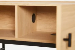 Clearance Woud Array side table, low, 150 cm, White pigmented oak BeigeBlack