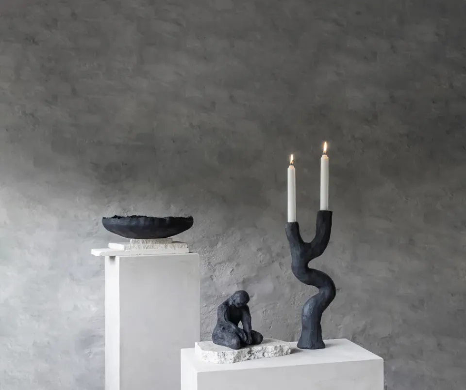 Mette Ditmer Art piece candle holder 41 cm, Black