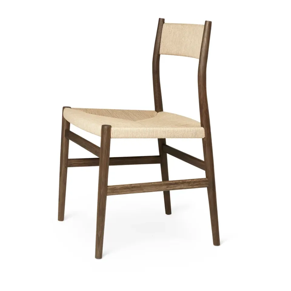 Brdr. Krüger Arv chair woven back and seat, Smoke oiled oak-paper ribbon BrownBeige