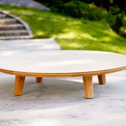 Outdoor Lounge Furniture^Cane-line Aspect coffee table, Travertine-teak Beige
