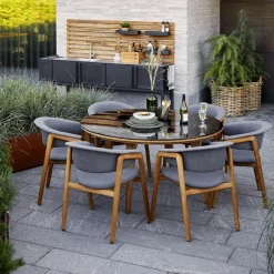Discount Cane-line Aspect dining table round, Fossil -teak Grey