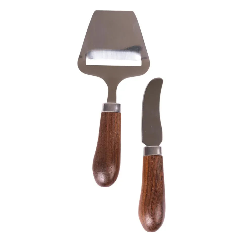 Cheese Slicers^Sagaform Astrid cheese slice and butter knife, Brown-silver BrownSilver-coloured