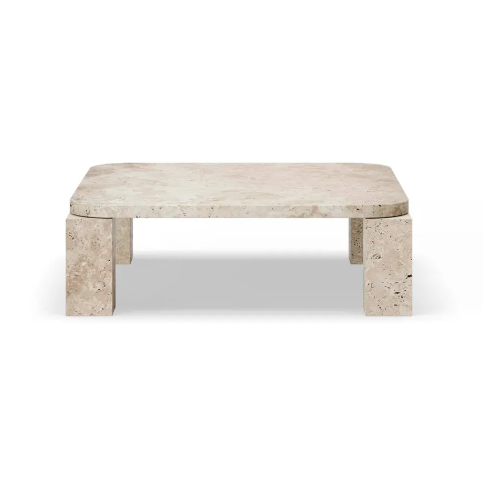 Online New Works Atlas coffee table 82x82 cm, Unfilled Travertine Beige