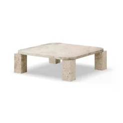 Online New Works Atlas coffee table 82x82 cm, Unfilled Travertine Beige