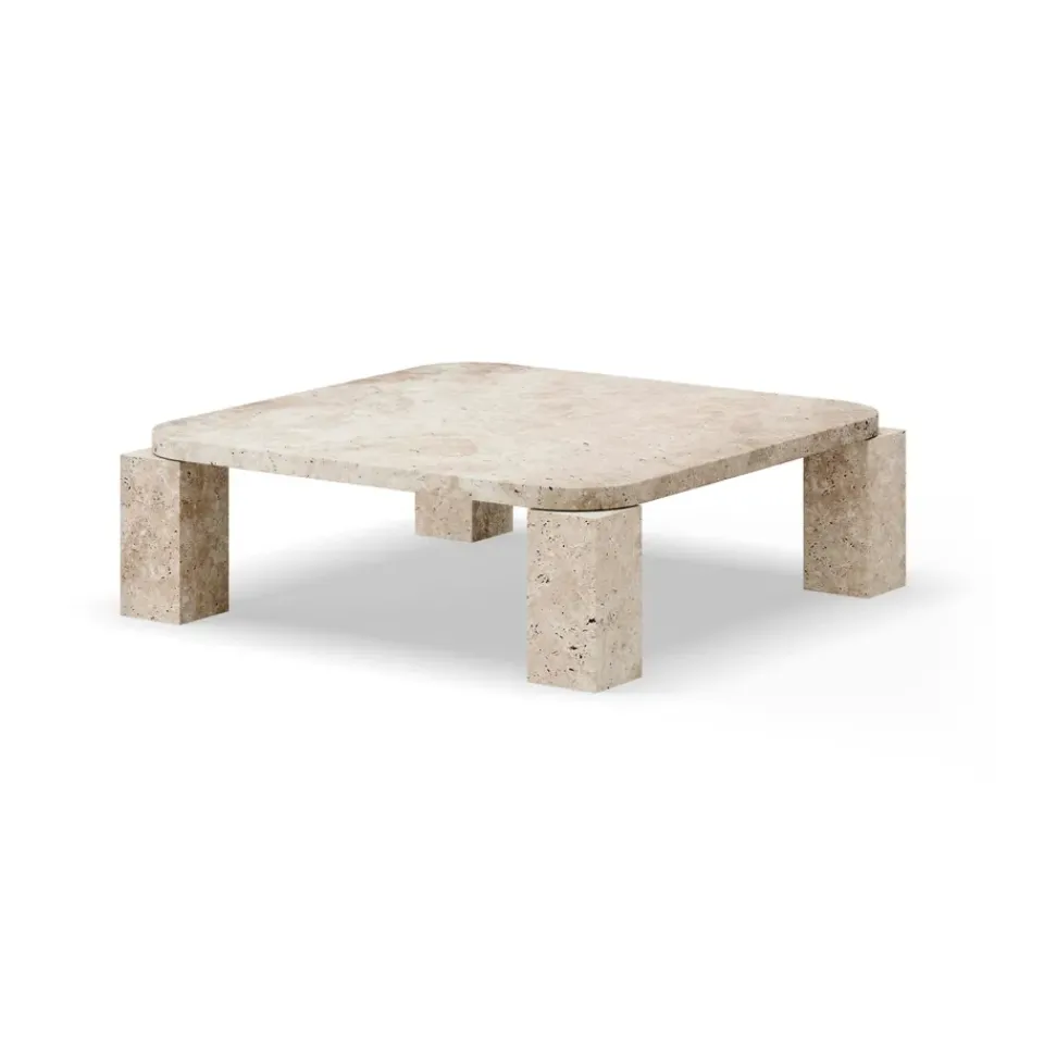 Online New Works Atlas coffee table 82x82 cm, Unfilled Travertine Beige