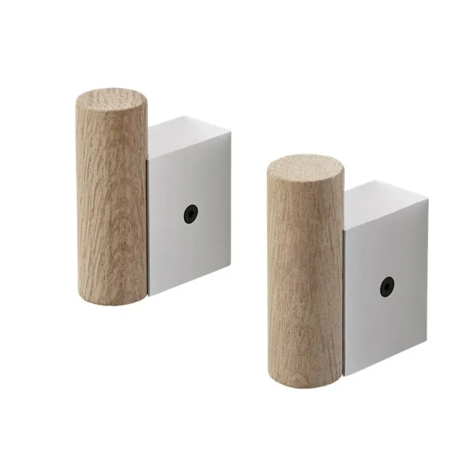 Clothes Hooks & Hangers|Clothes Hooks & Hangers^Muuto Attach hook 2-pack, Oak-aluminum Grey