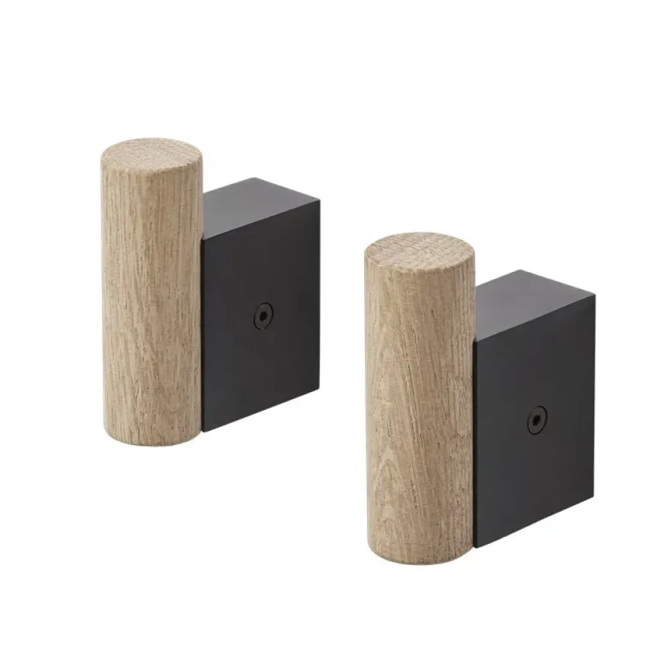 Clothes Hooks & Hangers|Clothes Hooks & Hangers^Muuto Attach hook 2-pack, Oak- Black