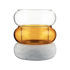 Discount Muurla Bagel vase/lantern 12 cm, Amber YellowGrey