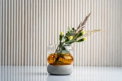 Discount Muurla Bagel vase/lantern 12 cm, Amber YellowGrey