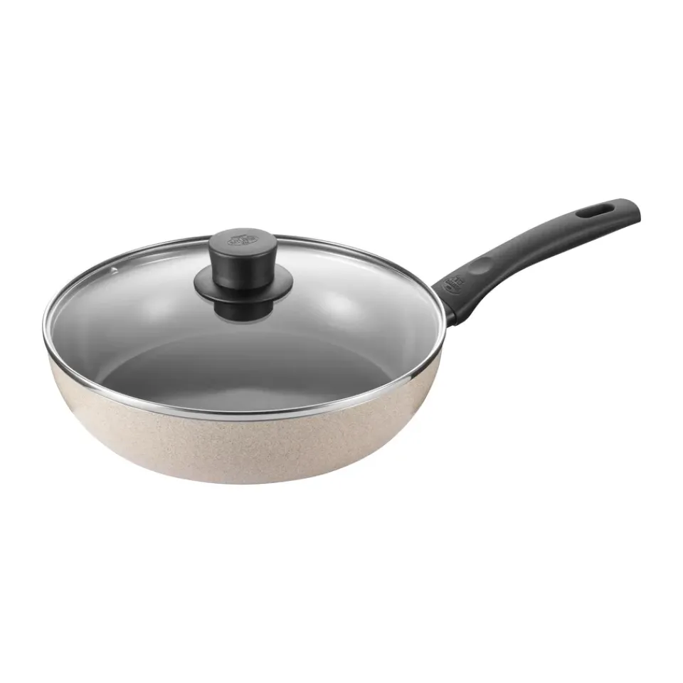 Ballarini Ledro ceramic sauté pan with glass lid, 28 cm Beige