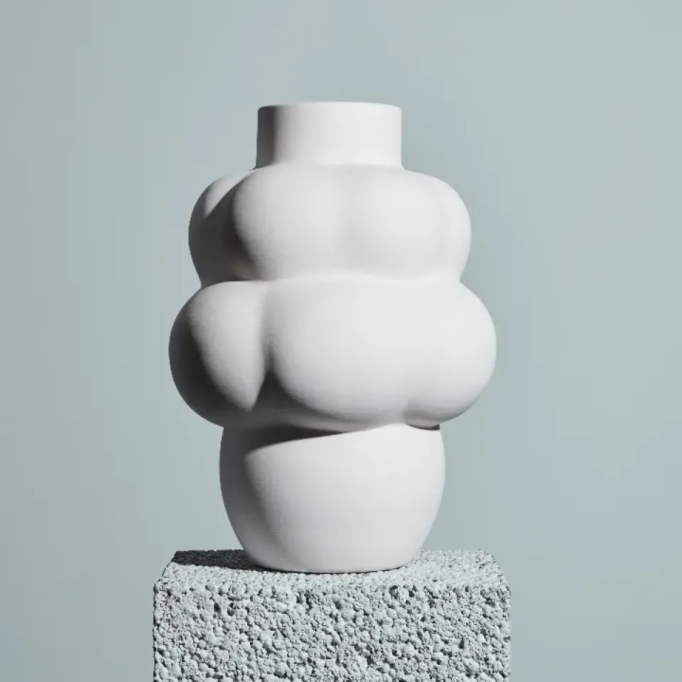 Sale Louise Roe Balloon 04 vase ceramic, raw White